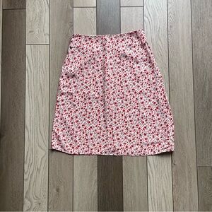 Brandy Melville Red and White Floral A-Line Skirt